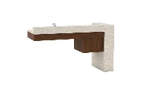 Minimalist floating vanity station featuring a low-profile frame and an uninterrupted visual flow that makes compact bathroom spaces feel larger and more open