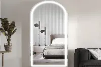 Modern full-length mirror with rounded corners for contemporary hotel guest rooms