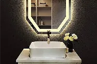 Modern integrated countertop sink featuring a seamless transition from the surface into a sloped rectangular basin