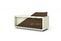 Modern Angled Modular Desk: Multi-segment geometric design built to adapt seamlessly to expansive lobby layouts