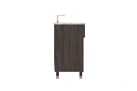 Sleek architectural vanity counter showcasing a seamless enclosed cabinet layout and a refined, minimalist silhouette that keeps bathroom essentials completely organized