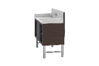 Minimalist practical vanity station offering a deep-well basin and an efficient, ultra-narrow outer border