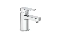 Sleek cylindrical basin faucet for contemporary hotel guest rooms