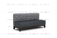 Modern upholstered bench featuring a plush, cushioned seat with clean-lined tailoring and sleek metal legs