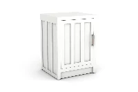 Modern bedside cabinet with a left hand door featuring clean lines and accessible bedside storage