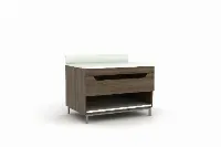 Modern hotel luggage bench with drawer and open shelf-2