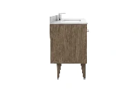 Sleek architectural vanity counter showcasing dimensional, geometric front panels for a subtle play of light and shadow