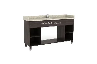 Modern dual drawer vanity top featuring an integrated solid-surface basin and a clean-lined architectural facade with two stacked, flush-fitting storage drawers