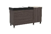 Contemporary drawer-base vanity unit with a sturdy solid-surface top and hardware-free drawer fronts