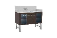 Modern compact utility vanity featuring a deep, integrated solid-surface basin and a highly functional, small-footprint design