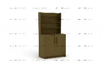 Contemporary tall shelving unit with adjustable interior compartments and a sturdy, monolithic frame