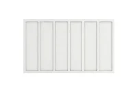 Sleek linear channel headboard with soft padding and integrated cable pass throughs
