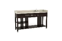Modern open frame vanity featuring an integrated solid-surface basin and a structural, hollowed base design
