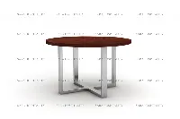 Contemporary circular coffee table with a sturdy intersecting base and a slim-profile tabletop