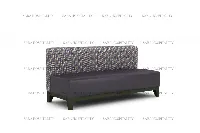 Minimalist upholstered seating bench showcasing a streamlined silhouette and soft, neutral-toned upholstery