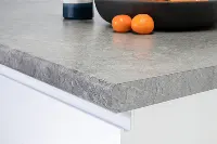Modern thick-edge countertop featuring a bold, monolithic profile and a seamless, high-quality stone surface
