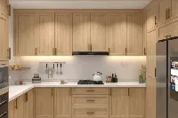 Sleek wall-mounted cabinetry showcasing a seamless, flush-front facade and a refined, high-quality finish for an airy kitchen feel