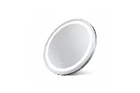 Elegant circular LED mirror with a soft perimeter glow for high-end guest room ensuites