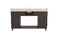 Minimalist geometric vanity station featuring a low-profile counter surface and an uninterrupted visual flow across its premium two-compartment front panel