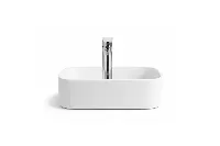 Architectural soft-edge square sink providing a clean, minimalist look with a comfortable, ergonomic fee