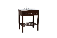 Modern lattice shelf vanity top featuring an integrated solid-surface basin and a clean-lined architectural frame with an open crisscross lower storage tier