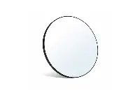 Sleek hospitality-grade circular wall mirror designed for minimalist boutique hotel suites