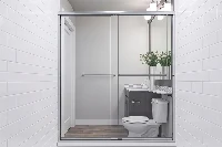 Sleek multi-functional wet zone surround showcasing a unified architectural wall system that merges bathroom storage and showering spaces into a single footprint