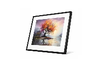Cinematic landscape wall art depicting a lush forest under a soft, golden sky