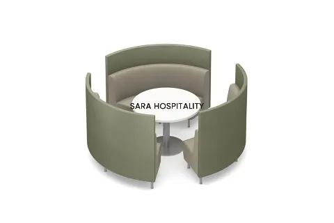 Round booth dining seating for hotels and resorts – space-saving hospitality furniture with senior-friendly design