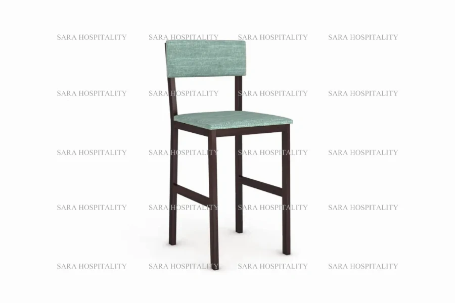 Minimalist Urban Metal Back Chair for boutique inn breakfast rooms.