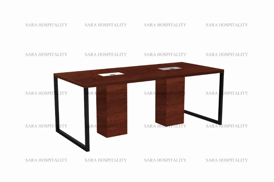 Architectural rectangular desk with a seamless, monolithic design and a durable matte finish