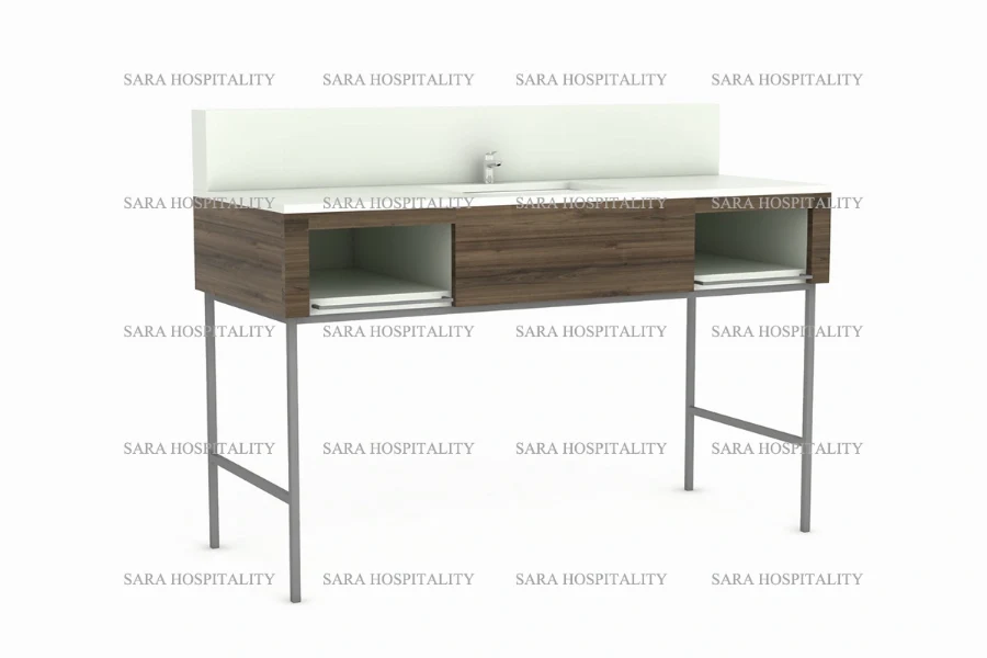 Single sink vanity with open storage for hotel bathrooms-2