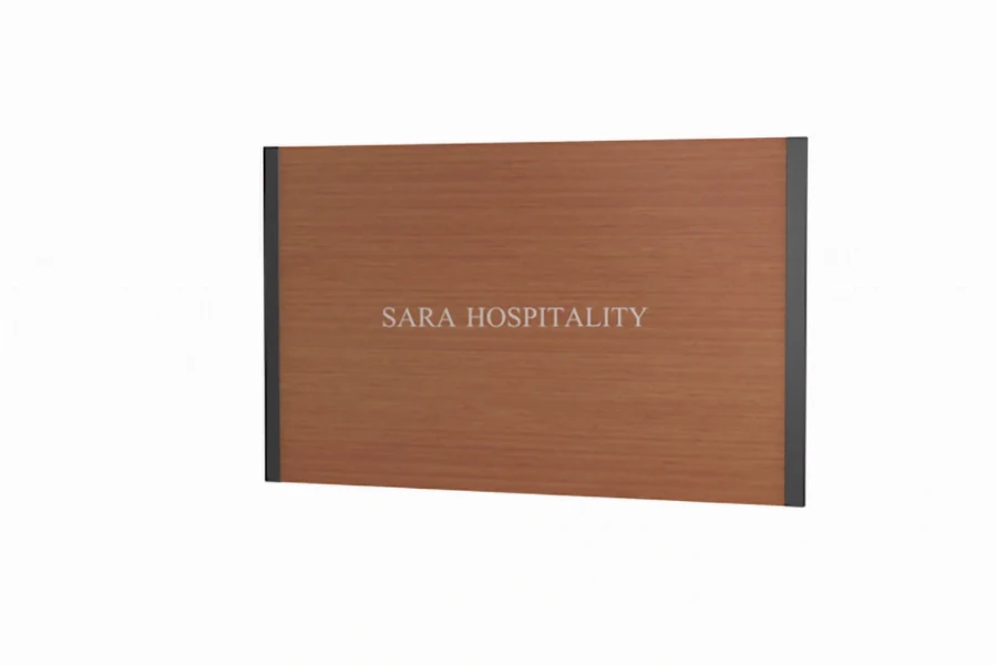 Modern hospitality headboard with woodgrain finish and black accents - 5