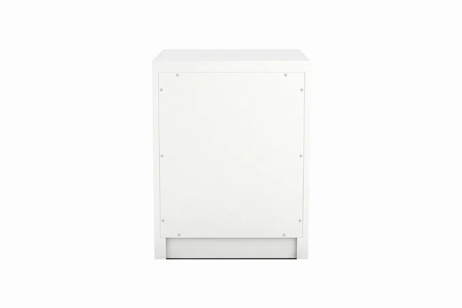 Contemporary timber bedside cabinet offering a functional right opening door and enclosed storage