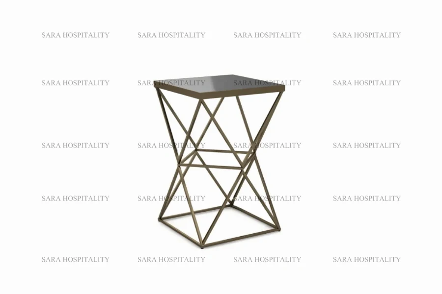 Contemporary geometric end table with interlocking angular supports and a seamless, high-quality finish