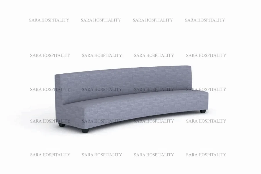 Contemporary crescent-shaped sofa with soft, rounded edges and a low-profile, minimalist design