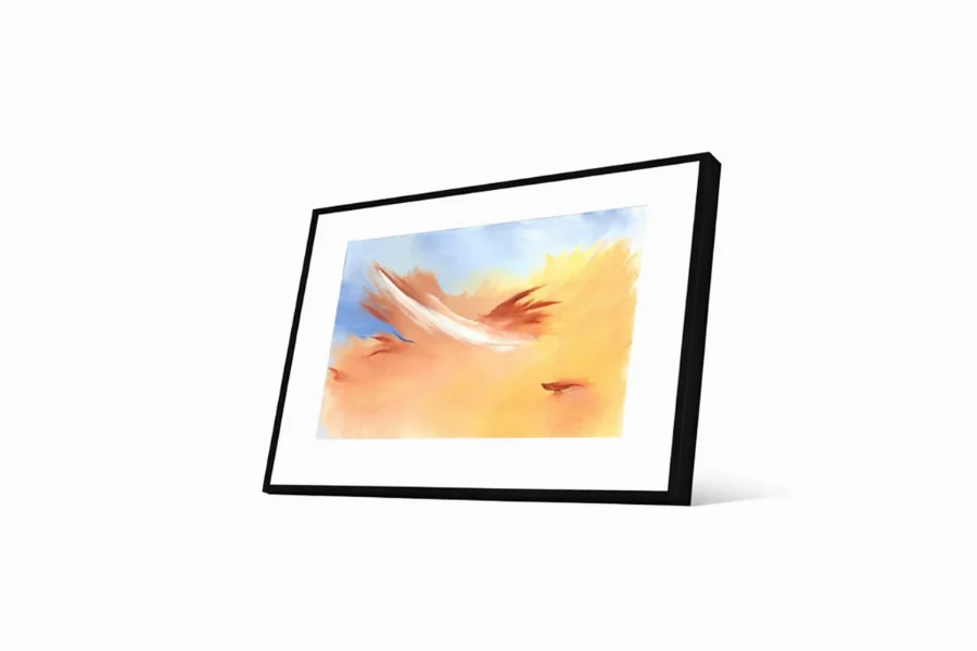 Contemporary abstract canvas showcasing a misty, atmospheric horizon where soft colors blend seamlessly together