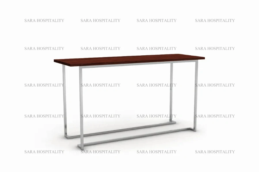 Sleek minimalist console showcasing a refined, shallow silhouette with architectural metal legs