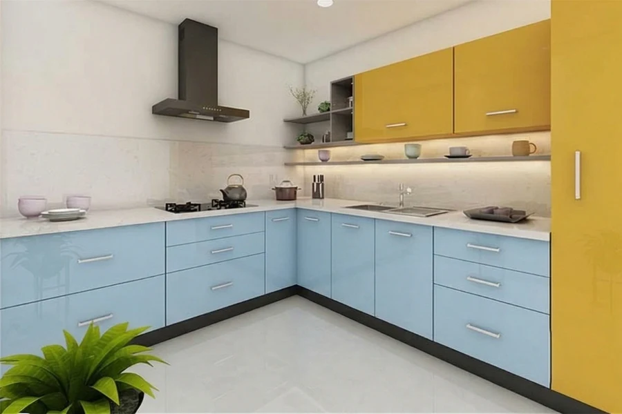 Minimalist small-space kitchen unit featuring a precise 90-degree frame and a low-profile aesthetic that optimizes dead space