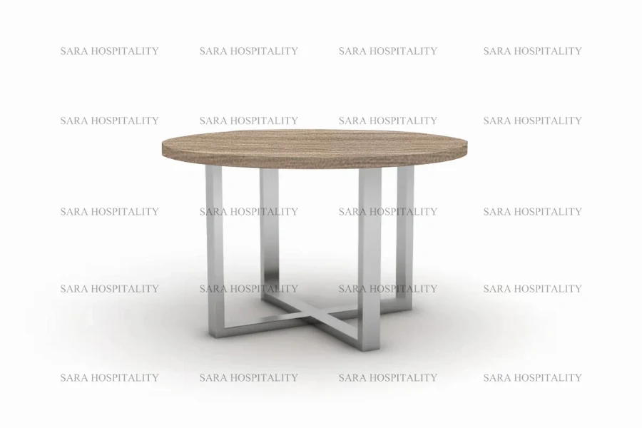 Minimalist lounge table featuring a four-point cross base and a seamless, high-quality finish