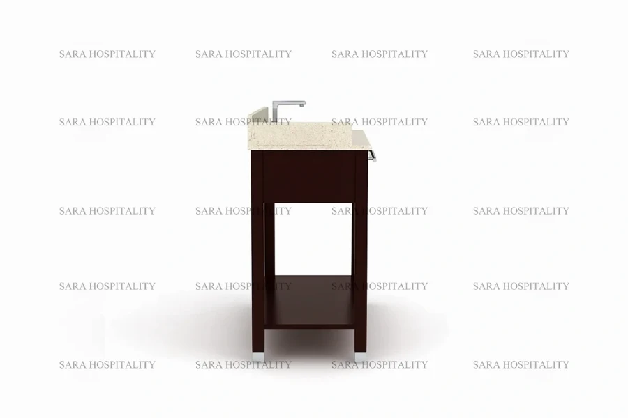 Chic Open Shelf Vanity Base for curated, loft-style boutique dressing areas