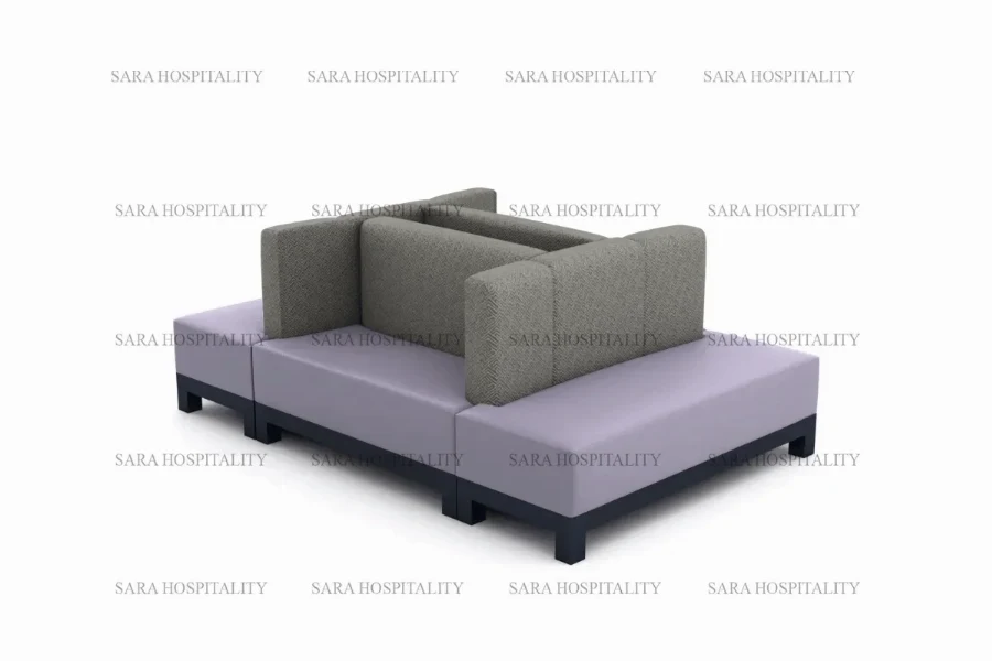 Contemporary sectional sofa with a flexible modular design, upholstered in a sophisticated neutral fabric