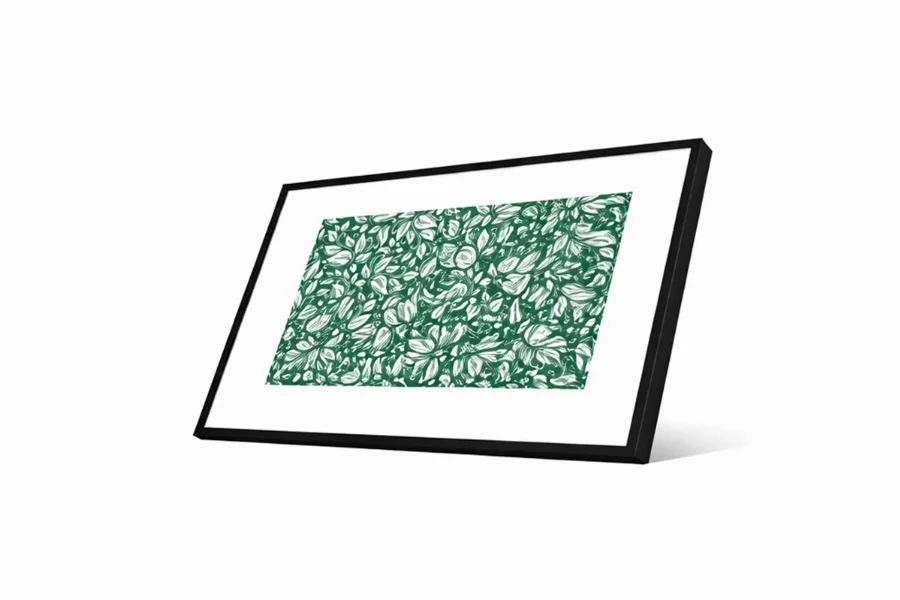 Large-scale patterned canvas with a dynamic, kaleidoscopic arrangement of bold colors and shapes