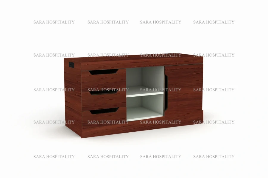 Modern hotel multimedia unit with drawers and shelves-5