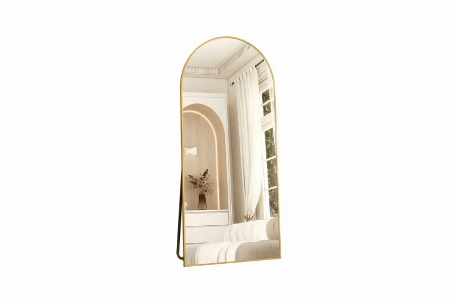 Hospitality-grade full-length arch mirror for luxury guest room decor