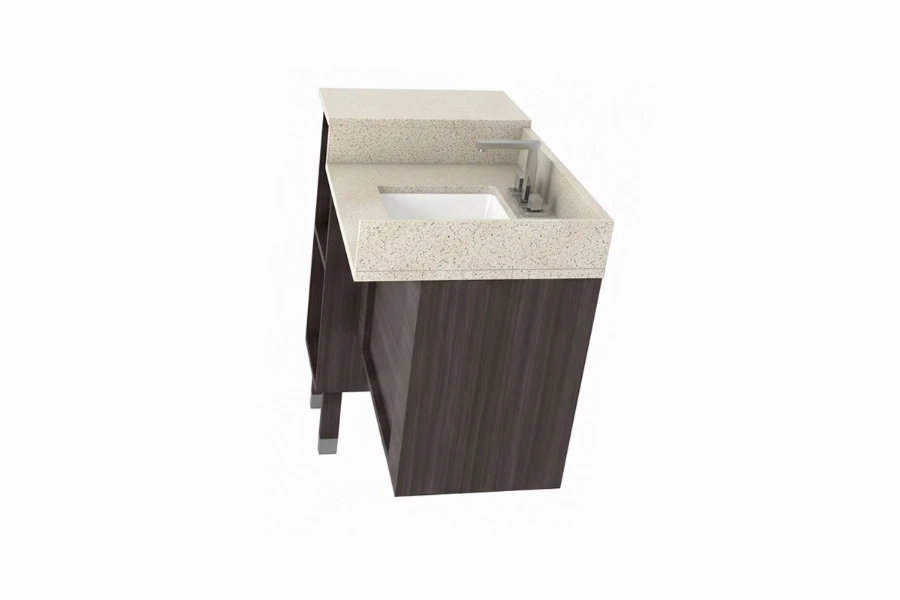 Sleek small-footprint storage vanity showcasing flush cabinet doors for hidden, clutter-free bathroom storage