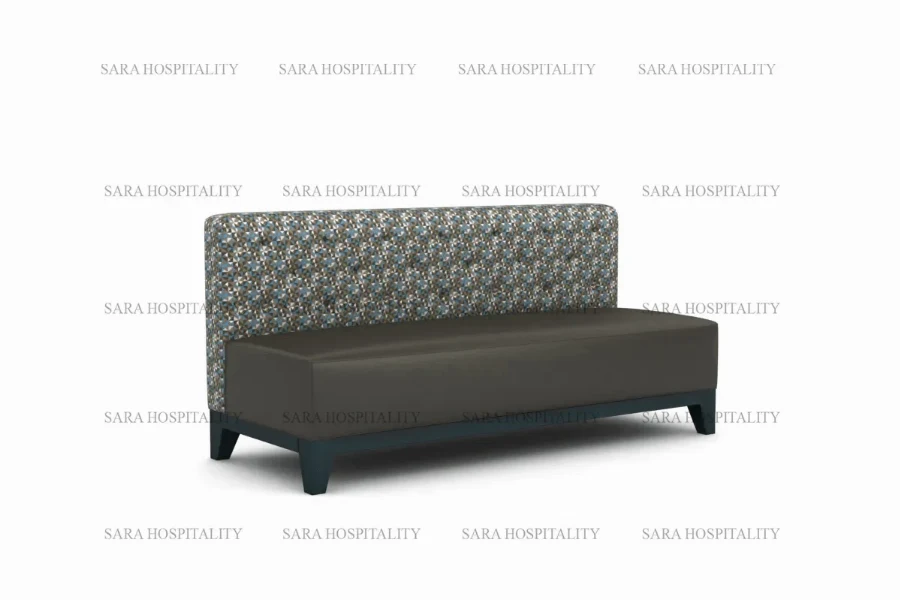 Contemporary dining bench with a button-tufted fabric seat and a sturdy solid wood frame