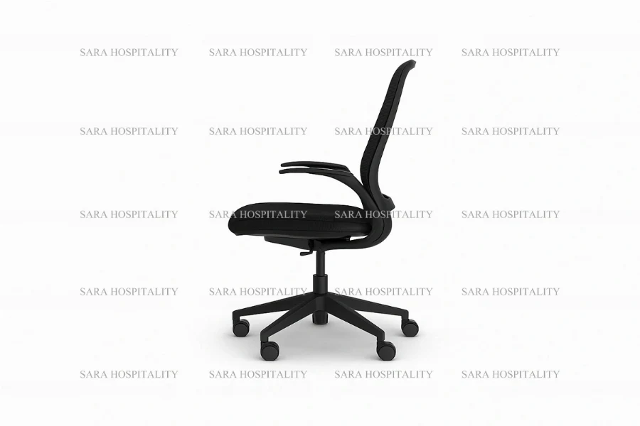 Lightweight Mesh Task Chair for easy-to-reconfigure hotel buffet halls