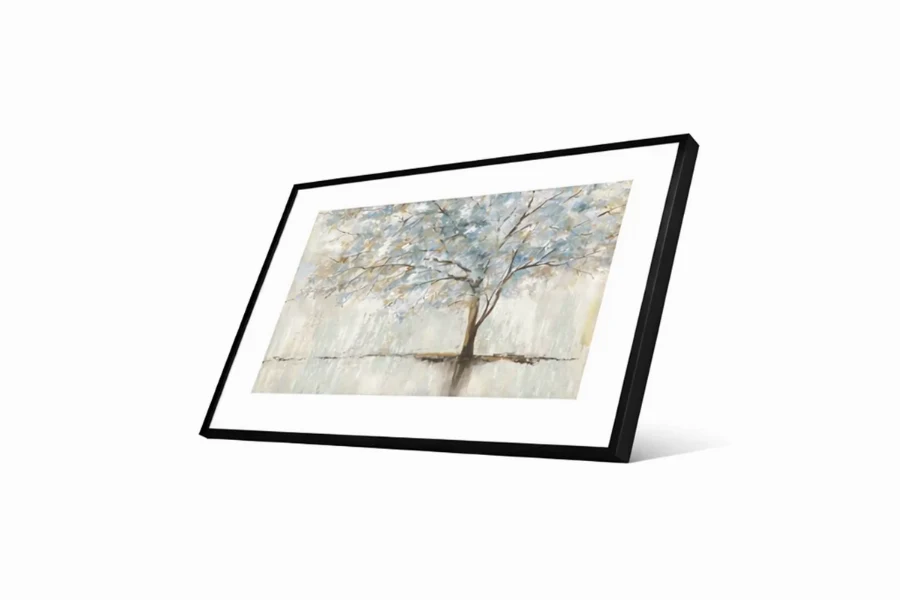 Cinematic black-and-white tree study focusing on a solitary trunk and a refined, airy canopy