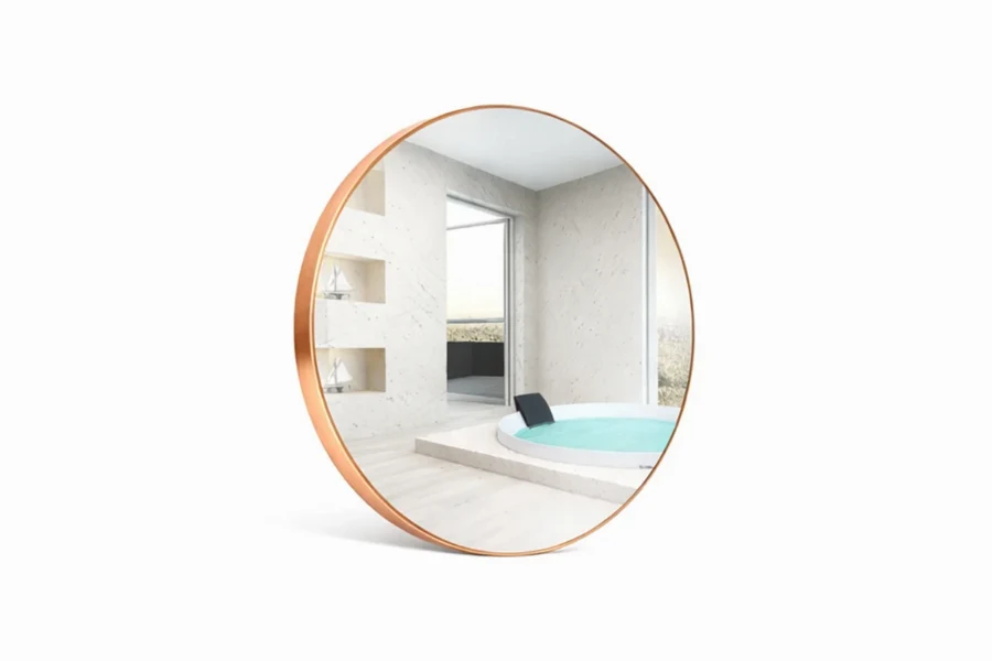 Sleek hospitality-grade arched wall mirror designed for boutique hotel guest room vanities